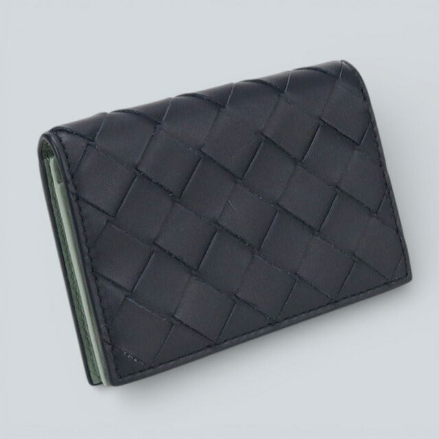 中古 ボッテガヴェネタ 名刺入れ メンズ ブランド BOTTEGA VENETA イントレチャート ビジネス カードケース ネイビー 小物 USDBO106777011