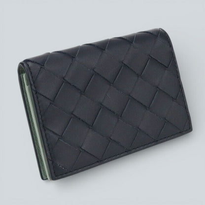 中古 ボッテガヴェネタ 名刺入れ メンズ ブランド BOTTEGA VENETA イントレチャート ビジネス カードケース ネイビー 小物 USDBO106777011