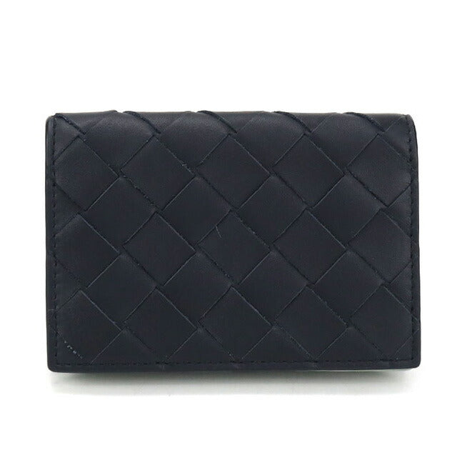 中古 ボッテガヴェネタ 名刺入れ メンズ ブランド BOTTEGA VENETA イントレチャート ビジネス カードケース ネイビー 小物 USDBO106777011
