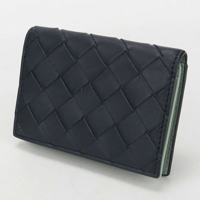 中古 ボッテガヴェネタ 名刺入れ メンズ ブランド BOTTEGA VENETA イントレチャート ビジネス カードケース ネイビー 小物 USDBO106777011