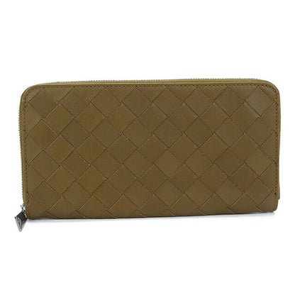 中古 ボッテガヴェネタ 長財布ラウンドファスナー メンズ ブランド BOTTEGA VENETA イントレチャート ジップアラウンドウォレット カーキ USDBO106779011