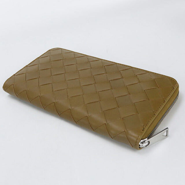 中古 ボッテガヴェネタ 長財布ラウンドファスナー メンズ ブランド BOTTEGA VENETA イントレチャート ジップアラウンドウォレット カーキ USDBO106779011