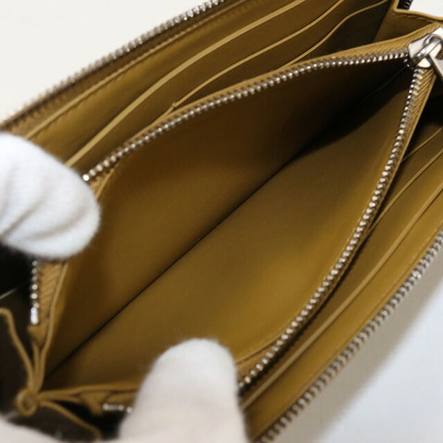 中古 ボッテガヴェネタ 長財布ラウンドファスナー メンズ ブランド BOTTEGA VENETA イントレチャート ジップアラウンドウォレット カーキ USDBO106779011