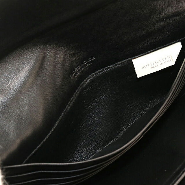 中古 ボッテガ・ヴェネタ 長財布二折 レディース ブランド BOTTEGA VENETA イントレチャート ブラック 財布 USDBO108201011
