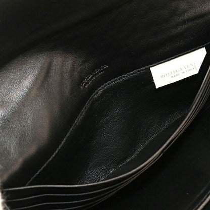 中古 ボッテガ・ヴェネタ 長財布二折 レディース ブランド BOTTEGA VENETA イントレチャート ブラック 財布 USDBO108201011