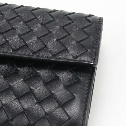 中古 ボッテガ・ヴェネタ 長財布二折 レディース ブランド BOTTEGA VENETA イントレチャート ブラック 財布 USDBO108201011