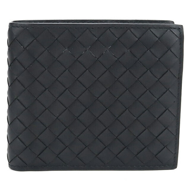 中古 ボッテガ・ヴェネタ 二つ折り財布 二折財布 メンズ ブランド BOTTEGA VENETA イントレチャート ブラック 財布 USDBO108202011