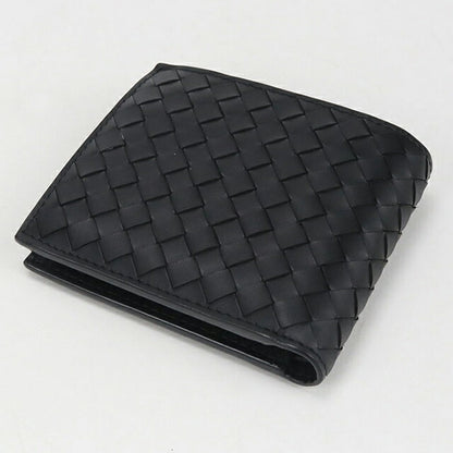 中古 ボッテガ・ヴェネタ 二つ折り財布 二折財布 メンズ ブランド BOTTEGA VENETA イントレチャート ブラック 財布 USDBO108202011