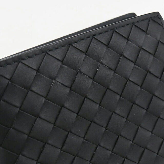 中古 ボッテガ・ヴェネタ 二つ折り財布 二折財布 メンズ ブランド BOTTEGA VENETA イントレチャート ブラック 財布 USDBO108202011
