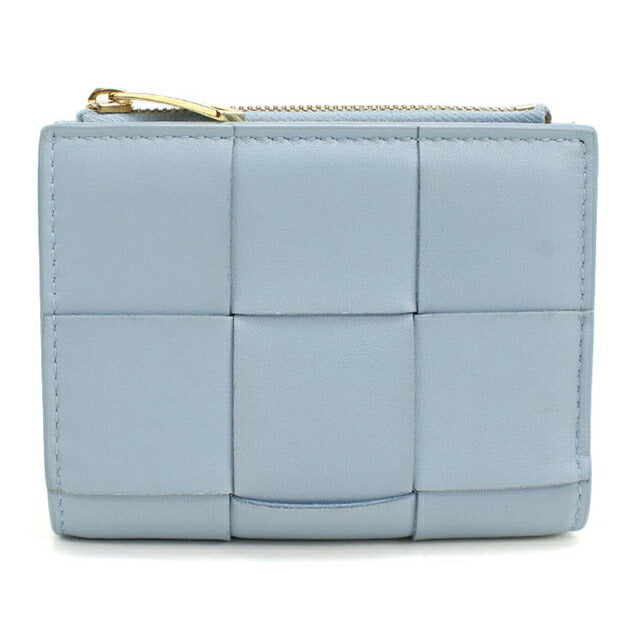 中古 ボッテガ・ヴェネタ 二つ折り財布 二折財布 レディース ブランド BOTTEGA VENETA カセット スモール ブルー USDBO109055011