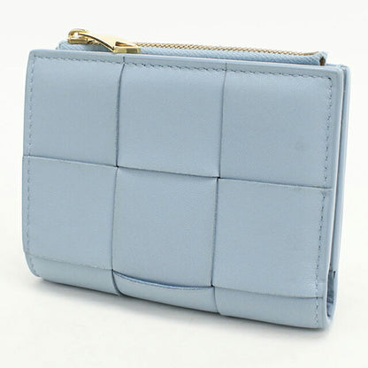 中古 ボッテガ・ヴェネタ 二つ折り財布 二折財布 レディース ブランド BOTTEGA VENETA カセット スモール ブルー USDBO109055011