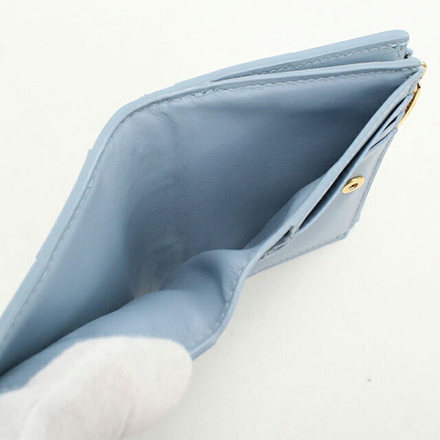 中古 ボッテガ・ヴェネタ 二つ折り財布 二折財布 レディース ブランド BOTTEGA VENETA カセット スモール ブルー USDBO109055011