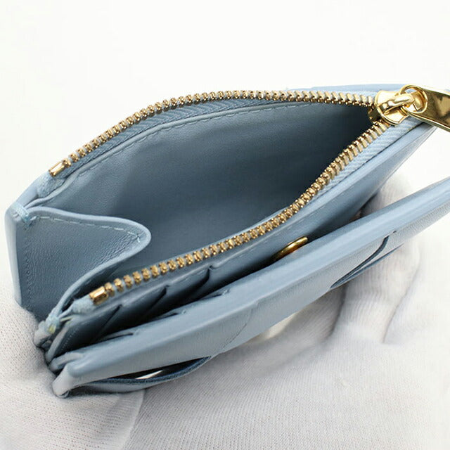 中古 ボッテガ・ヴェネタ 二つ折り財布 二折財布 レディース ブランド BOTTEGA VENETA カセット スモール ブルー USDBO109055011