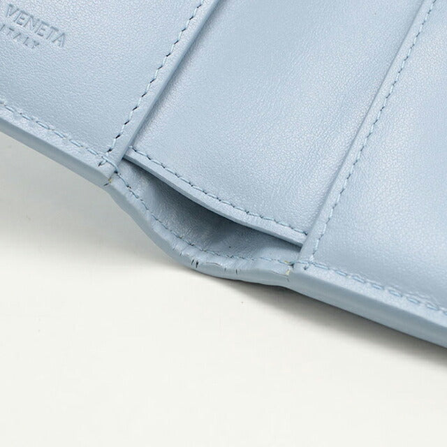 中古 ボッテガ・ヴェネタ 二つ折り財布 二折財布 レディース ブランド BOTTEGA VENETA カセット スモール ブルー USDBO109055011