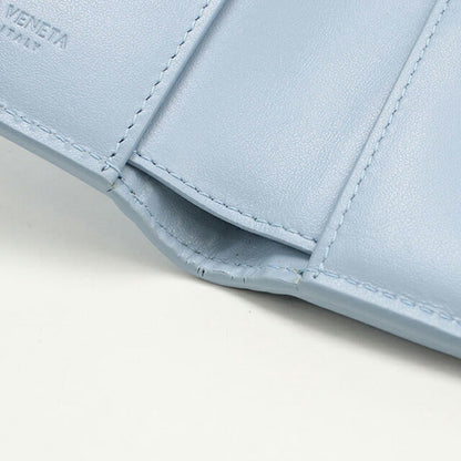 中古 ボッテガ・ヴェネタ 二つ折り財布 二折財布 レディース ブランド BOTTEGA VENETA カセット スモール ブルー USDBO109055011