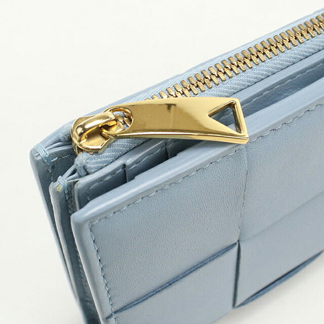 中古 ボッテガ・ヴェネタ 二つ折り財布 二折財布 レディース ブランド BOTTEGA VENETA カセット スモール ブルー USDBO109055011