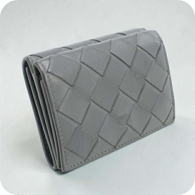 Used Bottega Veneta Trifold Wallet Trifold Wallet Unisex Brand BOTTEGA VENETA Intrecciato Leather Gray USDBO111719011