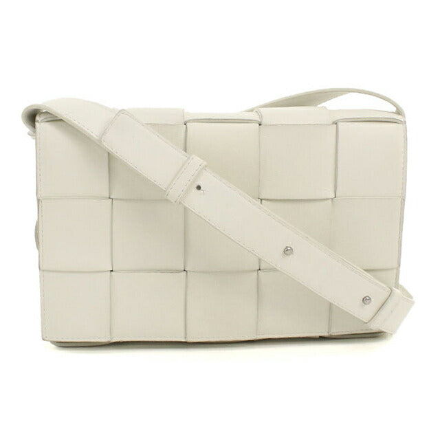 中古 ボッテガ・ヴェネタ 斜め掛け ショルダーバッグ メンズ ブランド BOTTEGA VENETA マキシイントレチャート カセット 578004 ホワイト USDBO112864011
