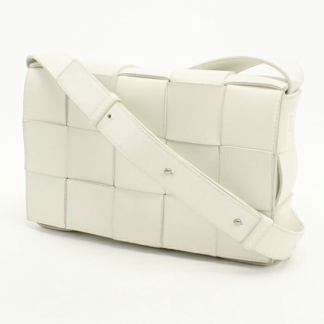 中古 ボッテガ・ヴェネタ 斜め掛け ショルダーバッグ メンズ ブランド BOTTEGA VENETA マキシイントレチャート カセット 578004 ホワイト USDBO112864011