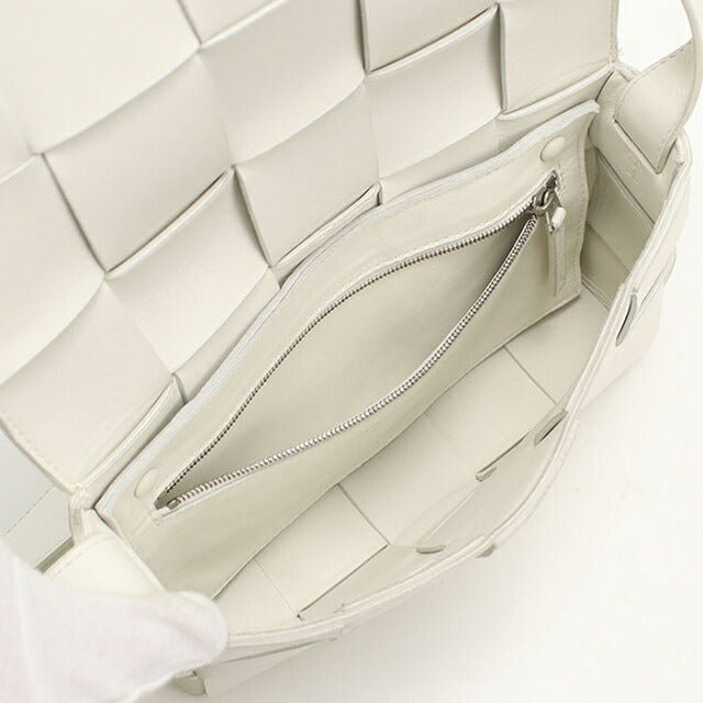 中古 ボッテガ・ヴェネタ 斜め掛け ショルダーバッグ メンズ ブランド BOTTEGA VENETA マキシイントレチャート カセット 578004 ホワイト USDBO112864011