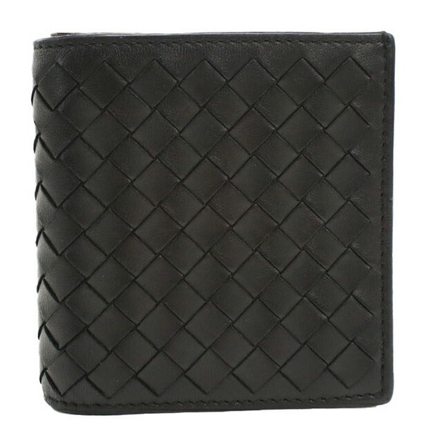 中古 ボッテガ・ヴェネタ 二つ折り財布 二折財布 メンズ ブランド BOTTEGA VENETA イントレチャート レザー ブラック USDBO113161011