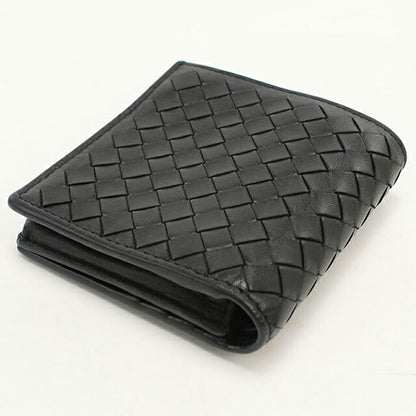 中古 ボッテガ・ヴェネタ 二つ折り財布 二折財布 メンズ ブランド BOTTEGA VENETA イントレチャート レザー ブラック USDBO113161011
