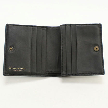 中古 ボッテガ・ヴェネタ 二つ折り財布 二折財布 メンズ ブランド BOTTEGA VENETA イントレチャート レザー ブラック USDBO113161011