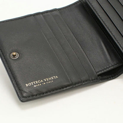 中古 ボッテガ・ヴェネタ 二つ折り財布 二折財布 メンズ ブランド BOTTEGA VENETA イントレチャート レザー ブラック USDBO113161011