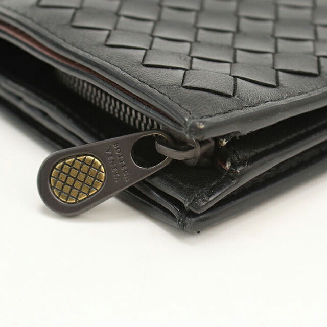 中古 ボッテガ・ヴェネタ 二つ折り財布 二折財布 メンズ ブランド BOTTEGA VENETA イントレチャート レザー ブラック USDBO113161011