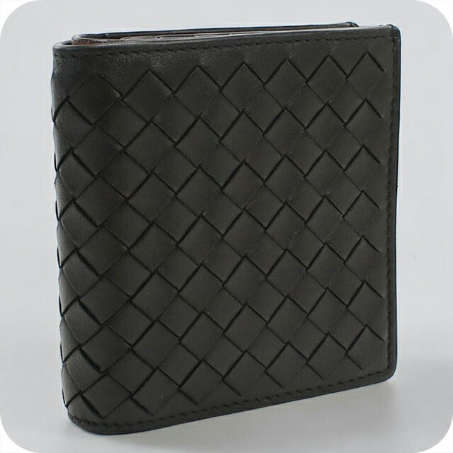 中古 ボッテガ・ヴェネタ 二つ折り財布 二折財布 メンズ ブランド BOTTEGA VENETA イントレチャート レザー ブラック USDBO113161011