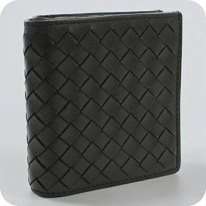 中古 ボッテガ・ヴェネタ 二つ折り財布 二折財布 メンズ ブランド BOTTEGA VENETA イントレチャート レザー ブラック USDBO113161011