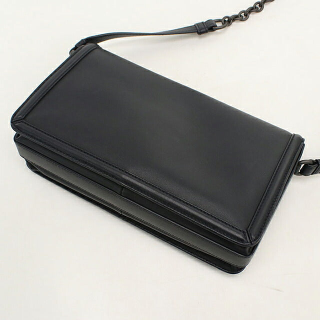 中古 ボッテガ・ヴェネタ ショルダーバッグ ユニセックス ブランド BOTTEGA VENETA イントレチャート チェーン レザー ブラック USDBO113558011
