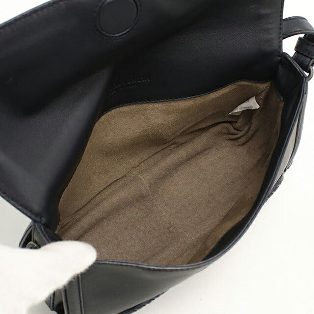 中古 ボッテガ・ヴェネタ ショルダーバッグ ユニセックス ブランド BOTTEGA VENETA イントレチャート チェーン レザー ブラック USDBO113558011