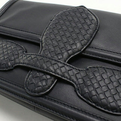 中古 ボッテガ・ヴェネタ ショルダーバッグ ユニセックス ブランド BOTTEGA VENETA イントレチャート チェーン レザー ブラック USDBO113558011