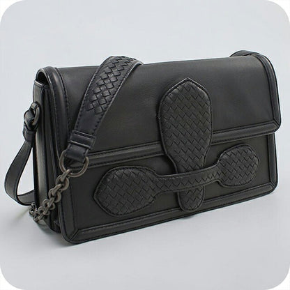 中古 ボッテガ・ヴェネタ ショルダーバッグ ユニセックス ブランド BOTTEGA VENETA イントレチャート チェーン レザー ブラック USDBO113558011