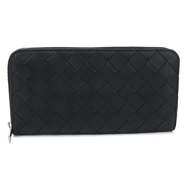 中古 ボッテガ・ヴェネタ 長財布ラウンドファスナー メンズ ブランド BOTTEGA VENETA イントレチャート 814838 ブラック USDBO113975011