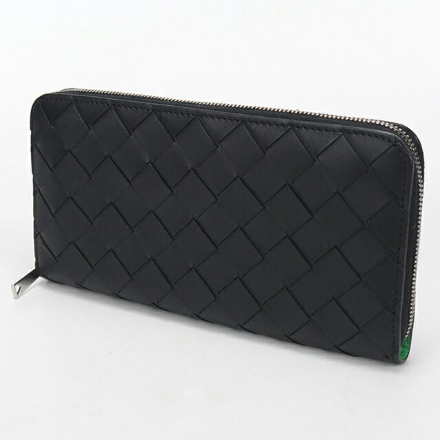 中古 ボッテガ・ヴェネタ 長財布ラウンドファスナー メンズ ブランド BOTTEGA VENETA イントレチャート 814838 ブラック USDBO113975011