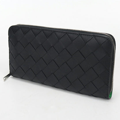 中古 ボッテガ・ヴェネタ 長財布ラウンドファスナー メンズ ブランド BOTTEGA VENETA イントレチャート 814838 ブラック USDBO113975011