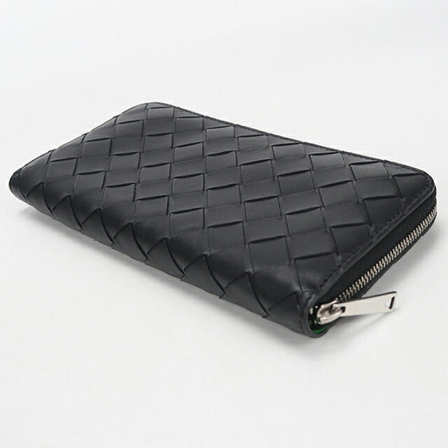 中古 ボッテガ・ヴェネタ 長財布ラウンドファスナー メンズ ブランド BOTTEGA VENETA イントレチャート 814838 ブラック USDBO113975011