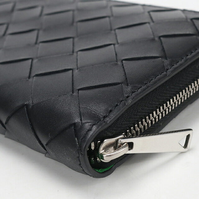 中古 ボッテガ・ヴェネタ 長財布ラウンドファスナー メンズ ブランド BOTTEGA VENETA イントレチャート 814838 ブラック USDBO113975011