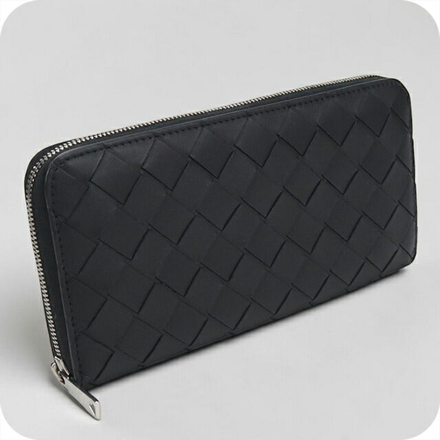 中古 ボッテガ・ヴェネタ 長財布ラウンドファスナー メンズ ブランド BOTTEGA VENETA イントレチャート 814838 ブラック USDBO113975011