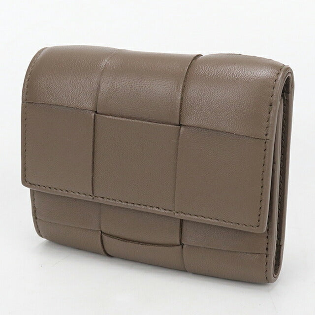 中古 ボッテガ・ヴェネタ 三つ折り財布 三折財布 レディース ブランド BOTTEGA VENETA カセット ファスナーウォレット 814686 ブラウン USDBO113993011