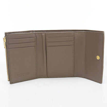 中古 ボッテガ・ヴェネタ 三つ折り財布 三折財布 レディース ブランド BOTTEGA VENETA カセット ファスナーウォレット 814686 ブラウン USDBO113993011
