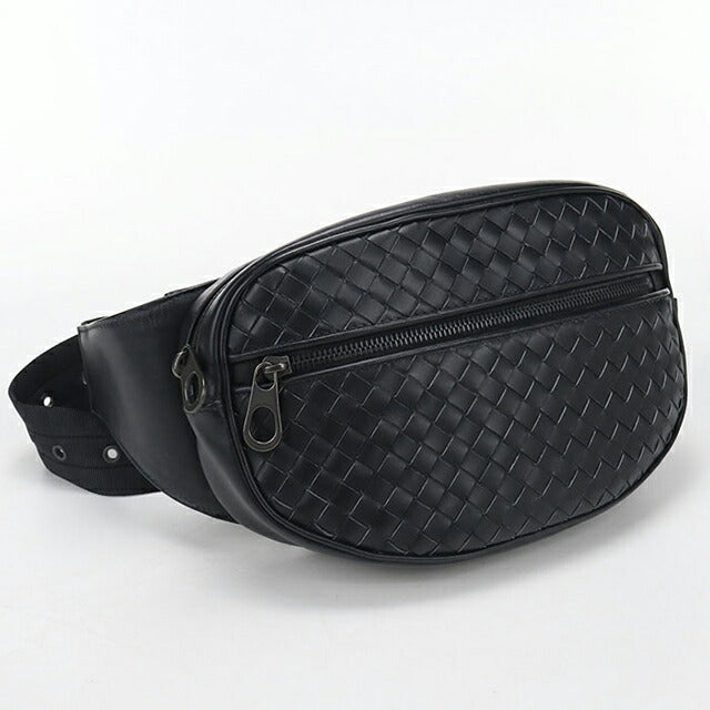 中古 ボッテガ・ヴェネタ ボディバッグ メンズ ブランド BOTTEGA VENETA イントレチャート ベルトバッグ ブラック USDBO114160011