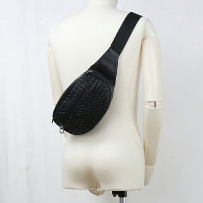 中古 ボッテガ・ヴェネタ ボディバッグ メンズ ブランド BOTTEGA VENETA イントレチャート ベルトバッグ ブラック USDBO114160011