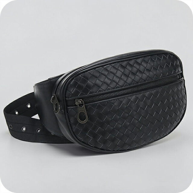 中古 ボッテガ・ヴェネタ ボディバッグ メンズ ブランド BOTTEGA VENETA イントレチャート ベルトバッグ ブラック USDBO114160011