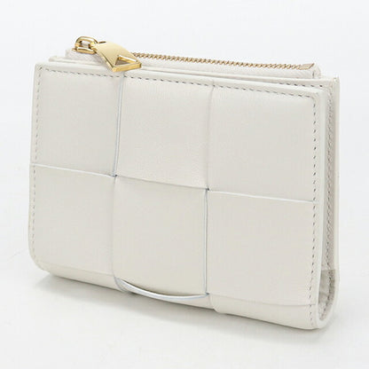 中古 ボッテガ・ヴェネタ 二つ折り財布 二折財布 レディース ブランド BOTTEGA VENETA カセット スモール ウォレット 742698 ホワイト USDBO114178011