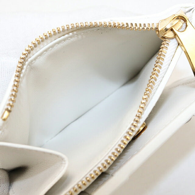 中古 ボッテガ・ヴェネタ 二つ折り財布 二折財布 レディース ブランド BOTTEGA VENETA カセット スモール ウォレット 742698 ホワイト USDBO114178011