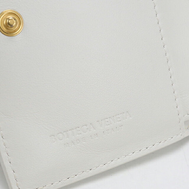 中古 ボッテガ・ヴェネタ 二つ折り財布 二折財布 レディース ブランド BOTTEGA VENETA カセット スモール ウォレット 742698 ホワイト USDBO114178011