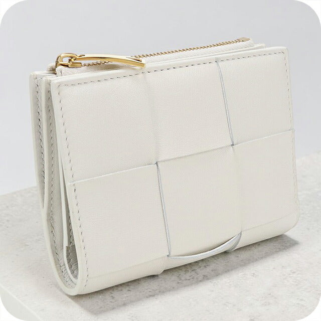中古 ボッテガ・ヴェネタ 二つ折り財布 二折財布 レディース ブランド BOTTEGA VENETA カセット スモール ウォレット 742698 ホワイト USDBO114178011